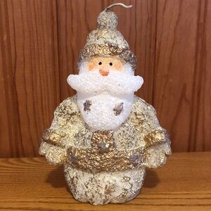 Vintage Gold and White Santa candle